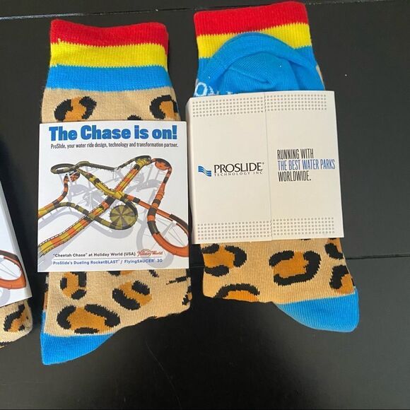 Cheetah Chase Socks 3 Pair Holiday World USA Water Slide Unisex - Picture 3 of 4